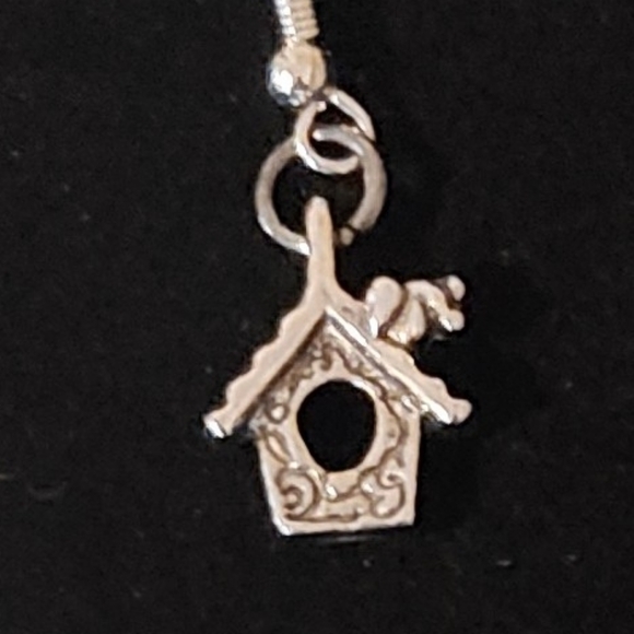 Silver Tone Birdhouse Charm Bracelet 7" and Earring Set Handmade - Picture 5 of 5